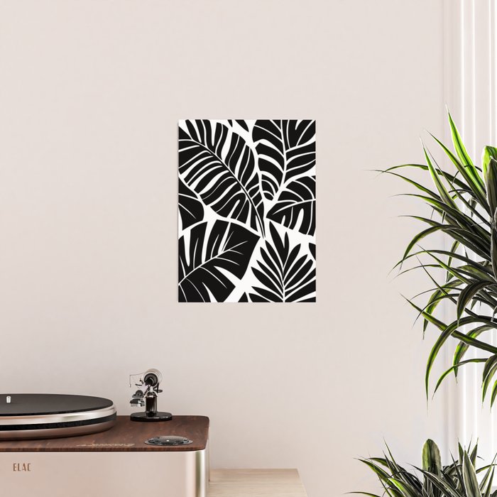 Leafy Calm Charm Black And White Simplicity Poster Gallery Image 2