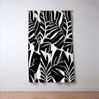 Leafy Calm Charm Black And White Simplicity Window Curtain Gallery Image 3