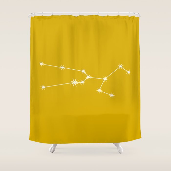 Taurus Zodiac Star Constellation Line Art Golden Yellow Shower Curtain Gallery Image 1