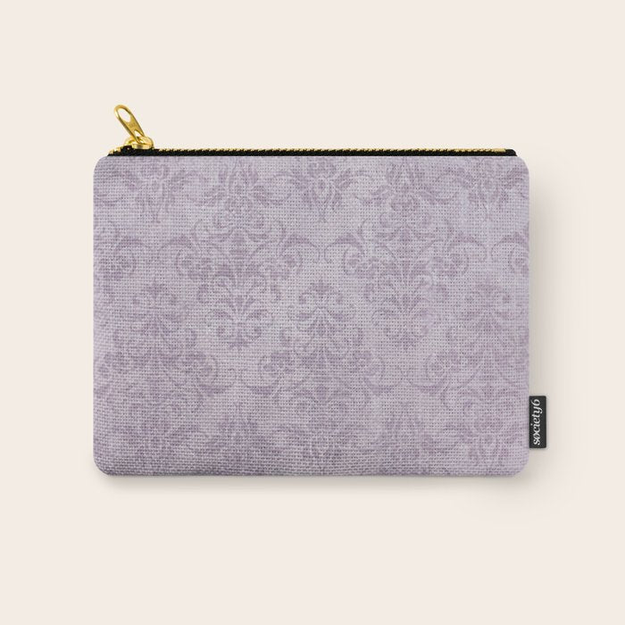 Vintage chic violet lilac floral damask pattern Carry All Pouch Gallery Image 1