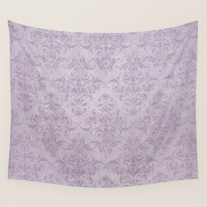 Vintage chic violet lilac floral damask pattern Wall Tapestry Gallery Image 4