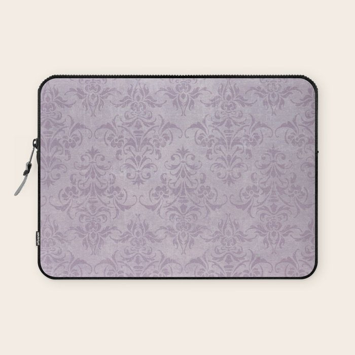 Vintage chic violet lilac floral damask pattern Laptop Sleeve Gallery Image 1
