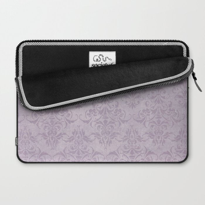 Vintage chic violet lilac floral damask pattern Laptop Sleeve Gallery Image 2