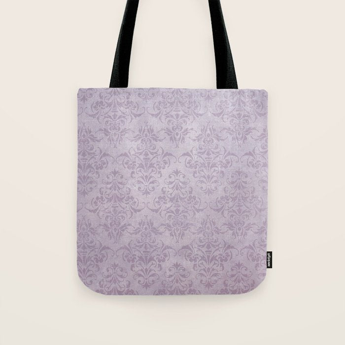 Vintage chic violet lilac floral damask pattern Tote Bag Gallery Image 1