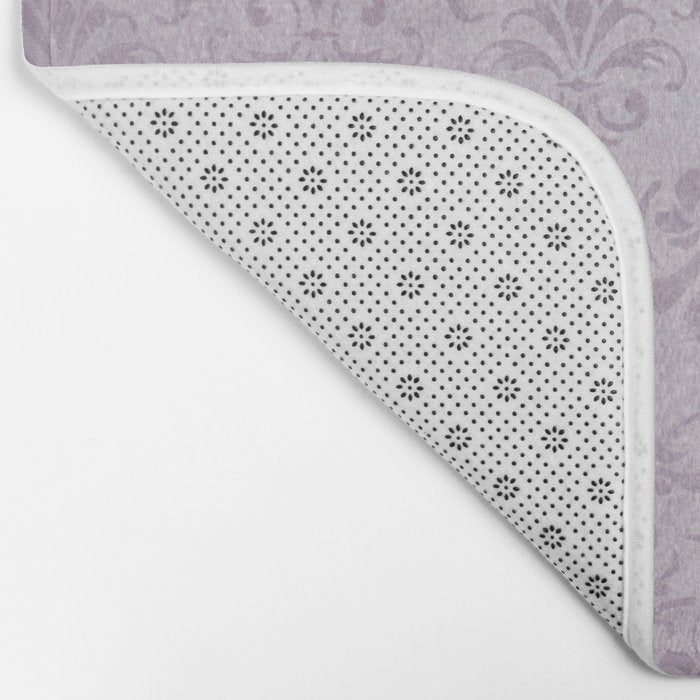 Vintage chic violet lilac floral damask pattern Bath Mat Gallery Image 2