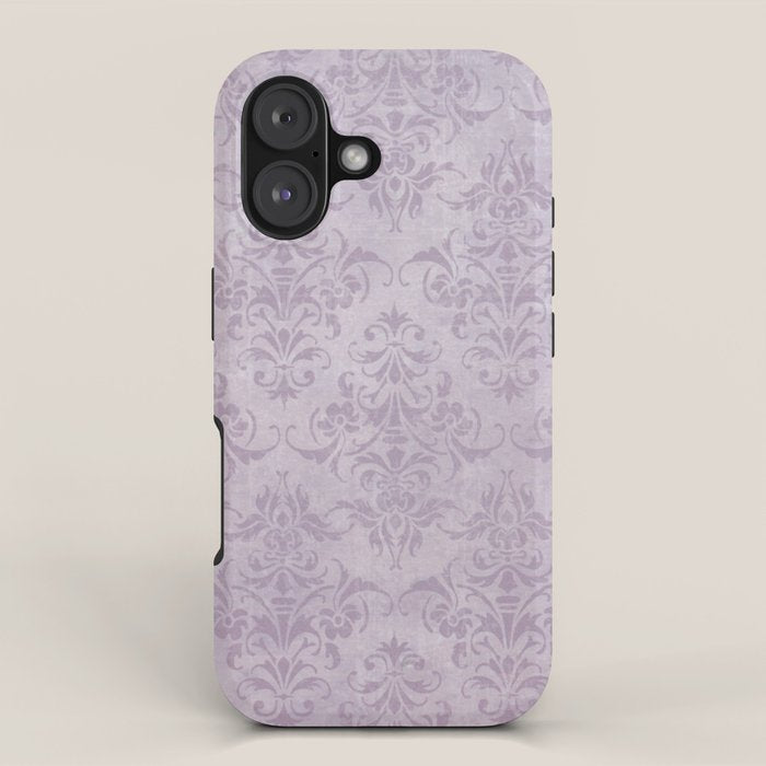 Vintage chic violet lilac floral damask pattern iPhone Case Gallery Image 1