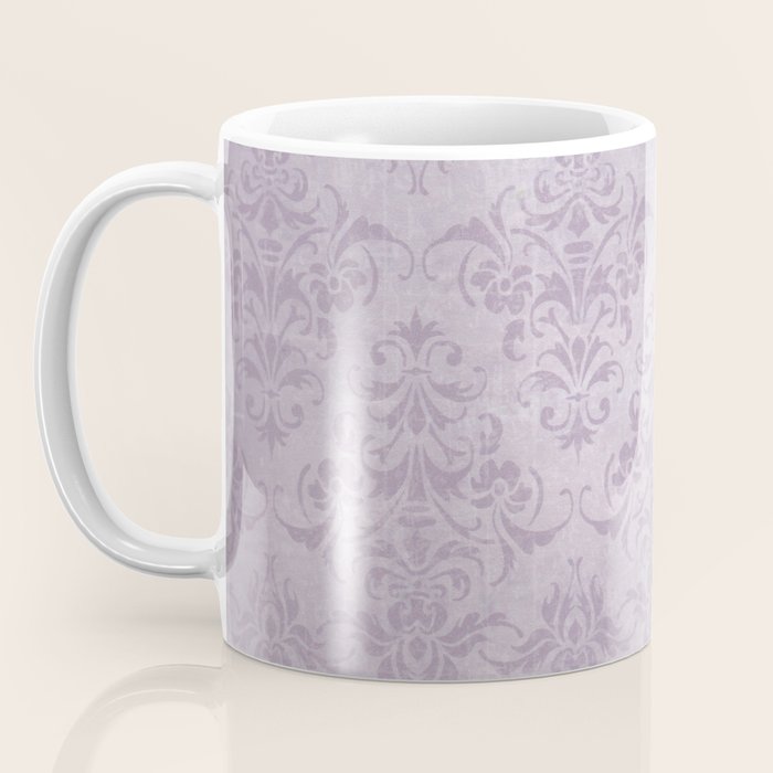 Vintage chic violet lilac floral damask pattern Coffee Mug Gallery Image 3