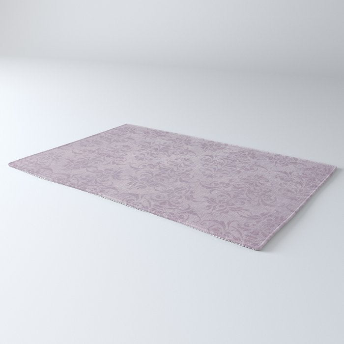 Vintage chic violet lilac floral damask pattern Rug Gallery Image 3