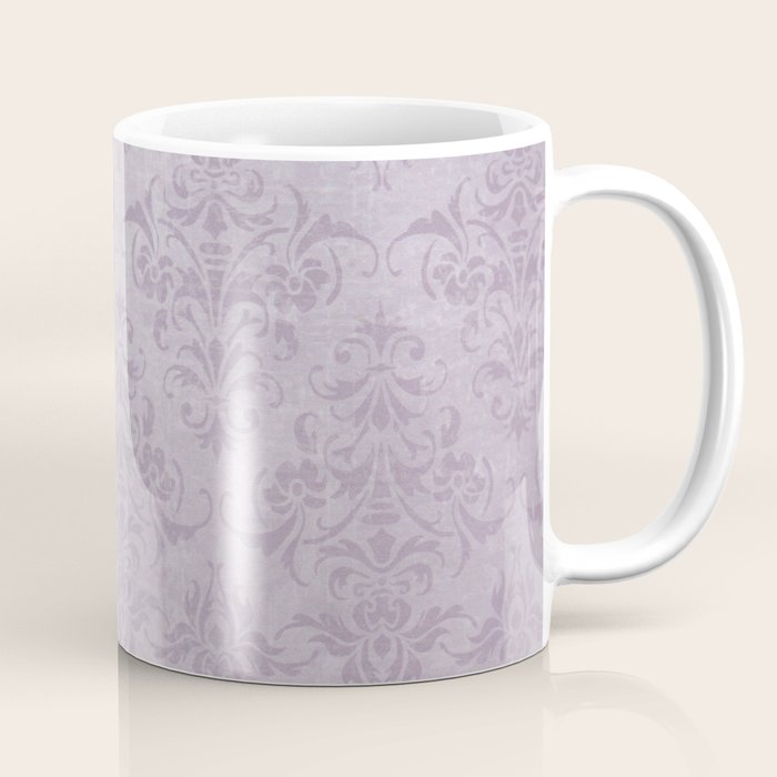 Vintage chic violet lilac floral damask pattern Coffee Mug Gallery Image 1
