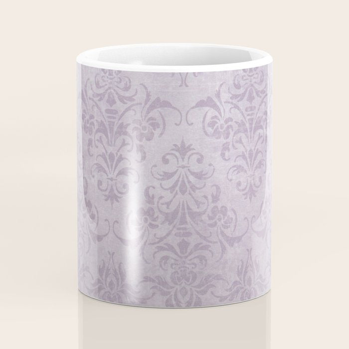 Vintage chic violet lilac floral damask pattern Coffee Mug Gallery Image 4
