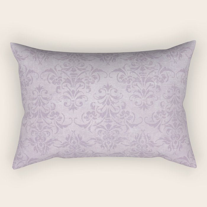 Vintage chic violet lilac floral damask pattern Rectangular Pillow Gallery Image 1