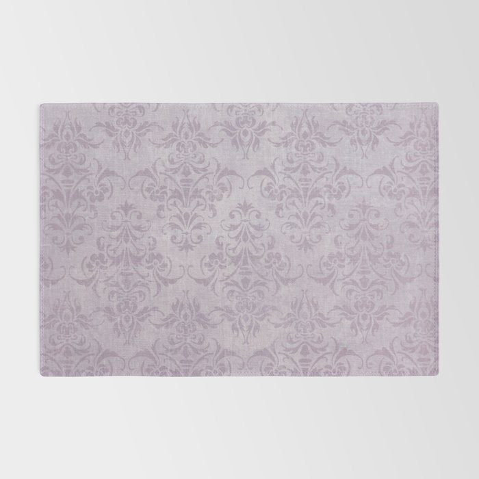 Vintage chic violet lilac floral damask pattern Rug Gallery Image 2