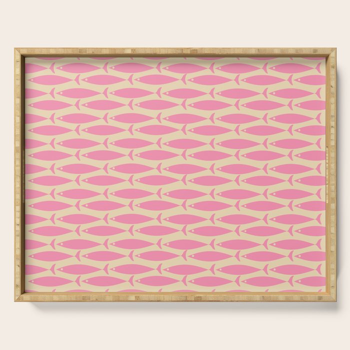 Minimalist Pink Fish Retro Contemporary Pattern Serving Tray Gallery Image 1