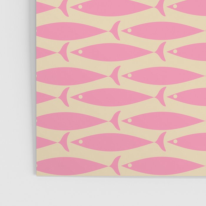 Minimalist Pink Fish Retro Contemporary Pattern Poster Gallery Image 3