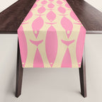 Minimalist Pink Fish Retro Contemporary Pattern Table Runner Gallery Image 1