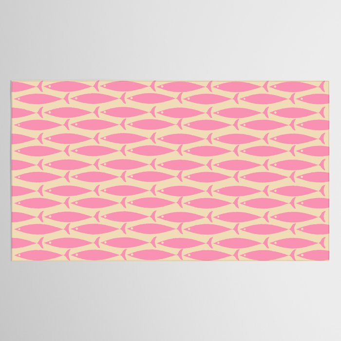 Minimalist Pink Fish Retro Contemporary Pattern Tablecloth Gallery Image 2