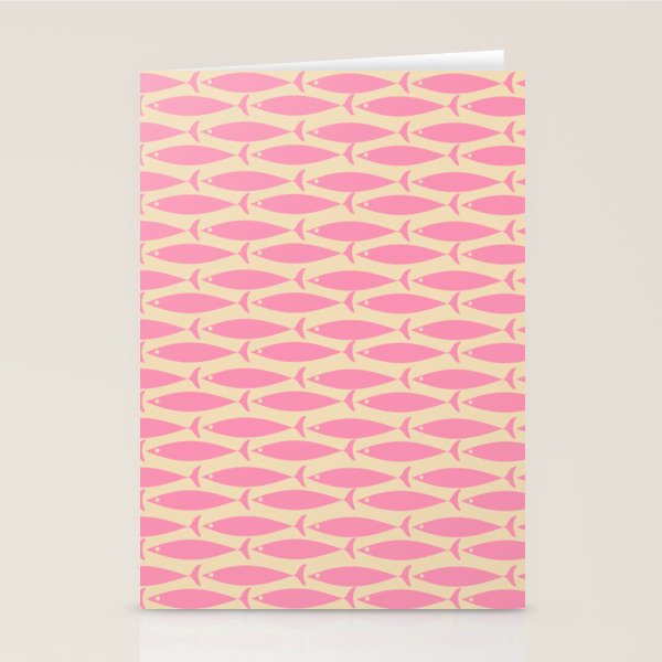 Minimalist Pink Fish Retro Contemporary Pattern Stationery Card Gallery Image 1