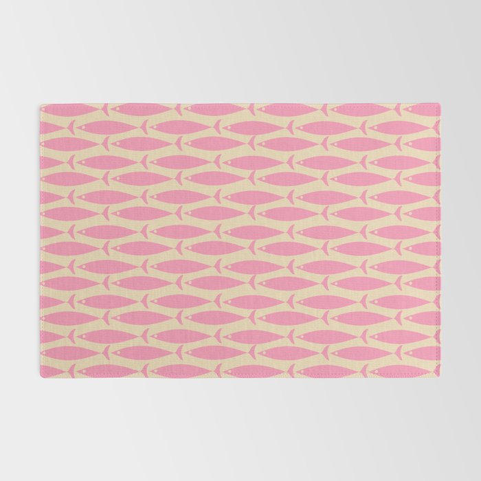 Minimalist Pink Fish Retro Contemporary Pattern Rug Gallery Image 2