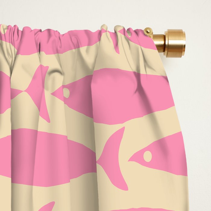 Minimalist Pink Fish Retro Contemporary Pattern Window Curtain Gallery Image 2