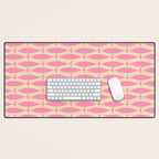 Minimalist Pink Fish Retro Contemporary Pattern Desk Mat Gallery Image 1