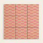 Minimalist Pink Fish Retro Contemporary Pattern Wood Wall Art Gallery Image 1