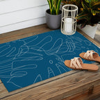 Monstera No2 Blue Outdoor Rug Gallery Image 2