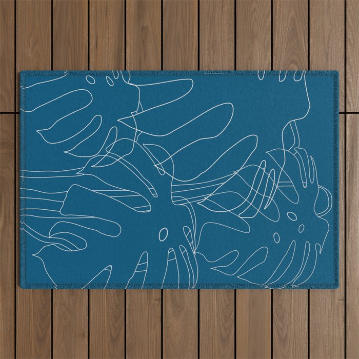 Monstera No2 Blue Outdoor Rug Gallery Image 1