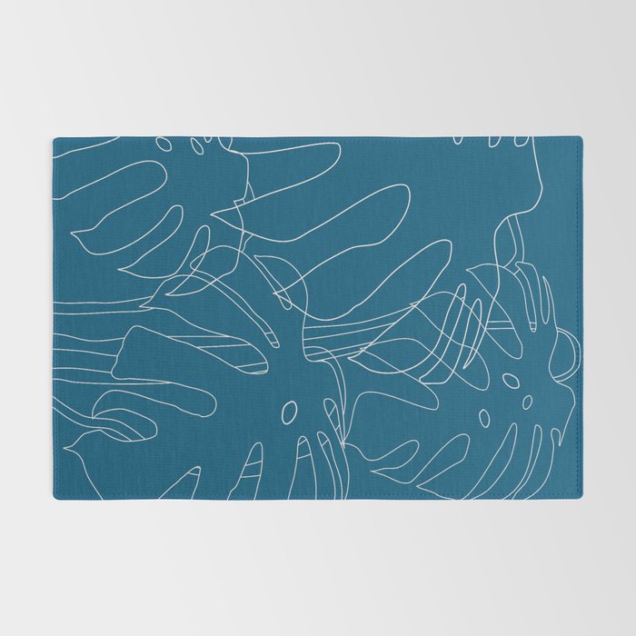 Monstera No2 Blue Rug Gallery Image 2
