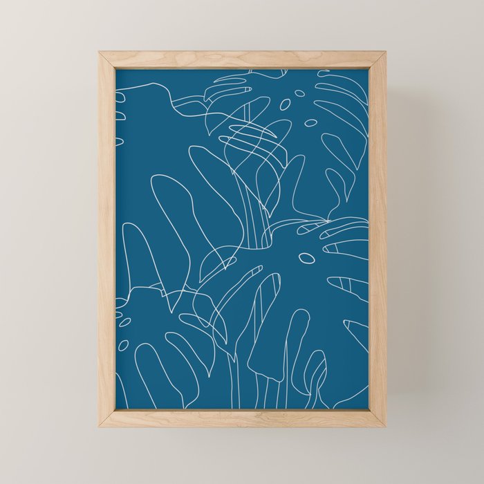 Monstera No2 Blue Mini Art Print Gallery Image 1