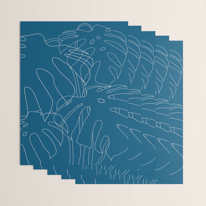 Monstera No2 Blue Wrapping Paper Gallery Image 3