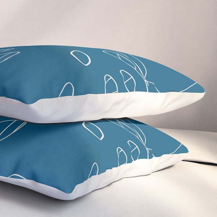 Monstera No2 Blue Pillow Sham Gallery Image 3