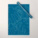 Monstera No2 Blue Wrapping Paper Gallery Image 1