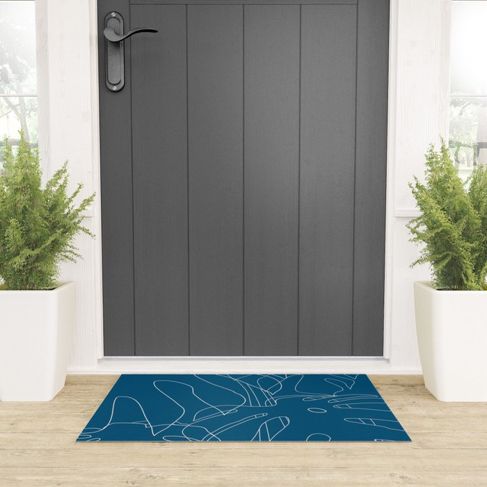 Monstera No2 Blue Welcome Mat Gallery Image 3