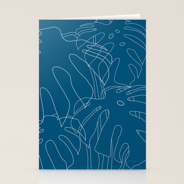 Monstera No2 Blue Stationery Card Gallery Image 2