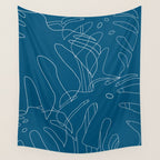 Monstera No2 Blue Wall Tapestry Gallery Image 4