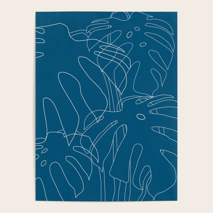 Monstera No2 Blue Poster Gallery Image 1