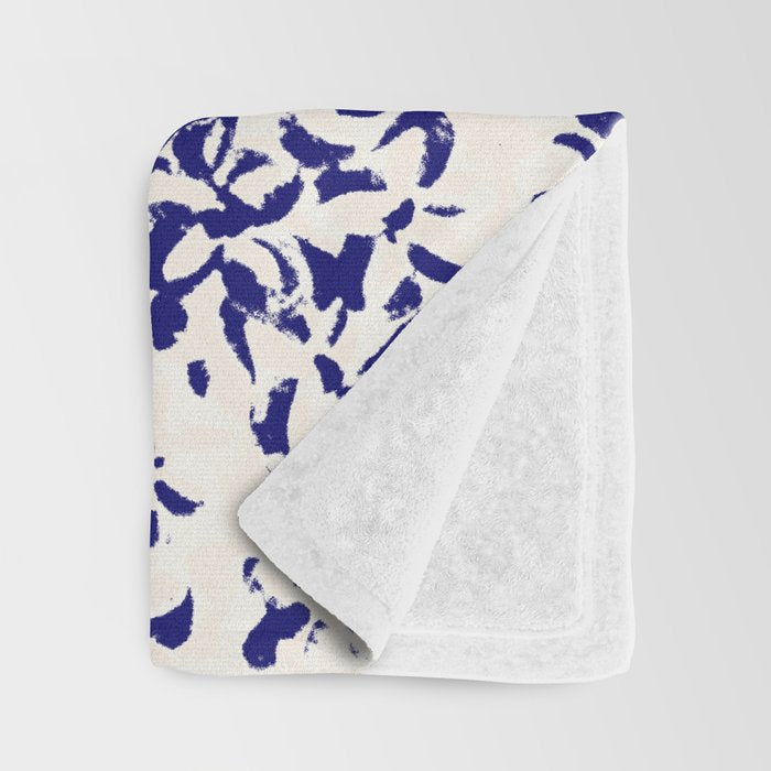 Mediterranean blue handmade floral Throw Blanket Gallery Image 3