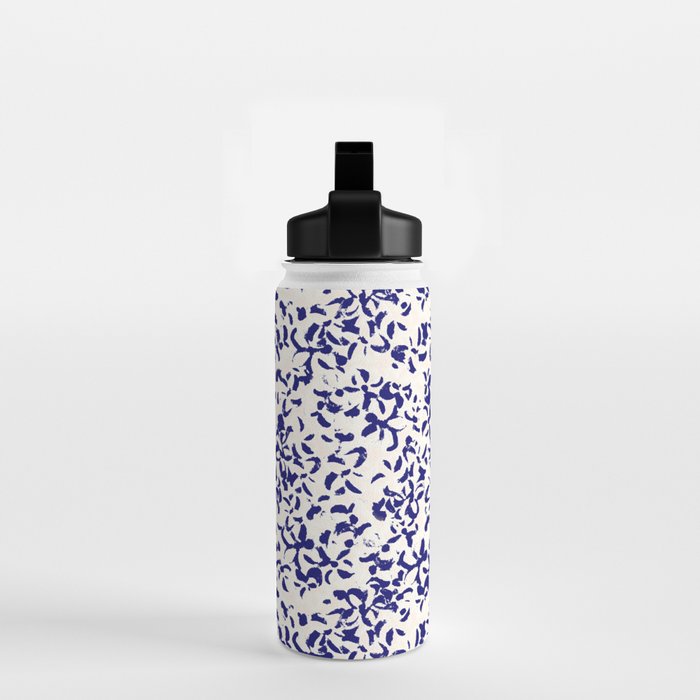 Mediterranean blue handmade floral Water Bottle Gallery Image 2