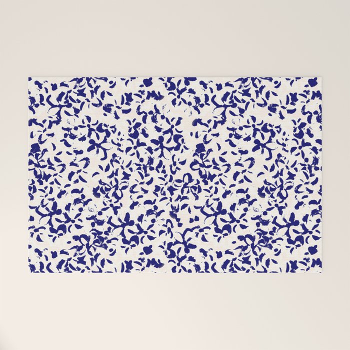 Mediterranean blue handmade floral Welcome Mat Gallery Image 1