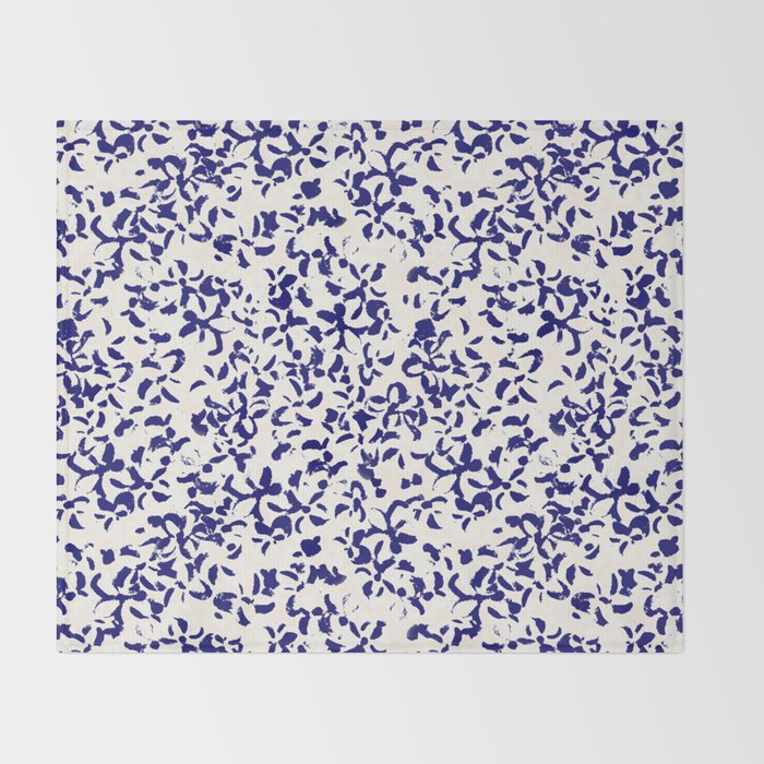 Mediterranean blue handmade floral Throw Blanket Gallery Image 2