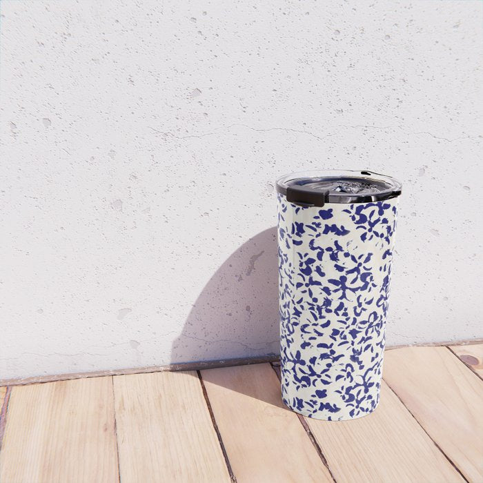 Mediterranean blue handmade floral Travel Mug Gallery Image 4