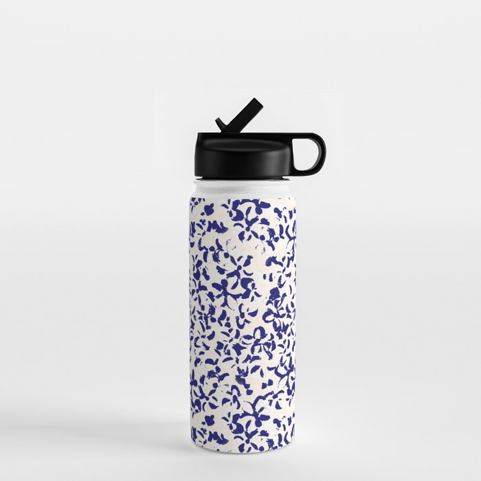 Mediterranean blue handmade floral Water Bottle Gallery Image 1