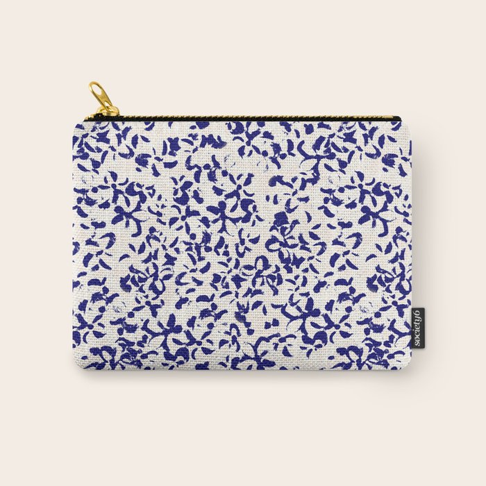 Mediterranean blue handmade floral Carry All Pouch Gallery Image 1