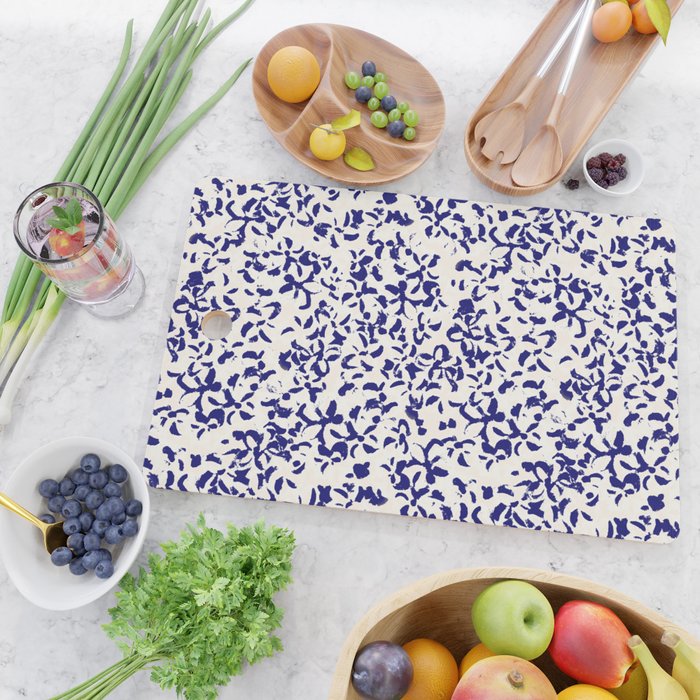 Mediterranean blue handmade floral Cutting Board Gallery Image 2