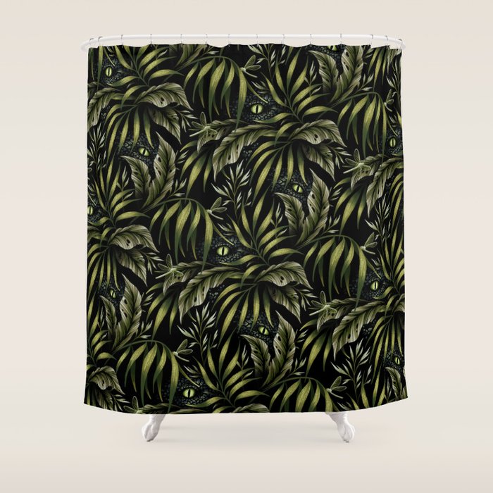 Jurassic Jungle - Camo Green Shower Curtain Gallery Image 1