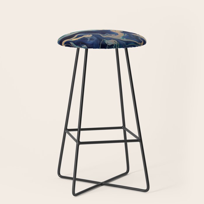 DRAMAQUEEN - GOLD INDIGO MARBLE Stool Gallery Image 1