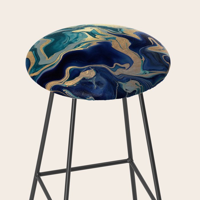 DRAMAQUEEN - GOLD INDIGO MARBLE Stool Gallery Image 2