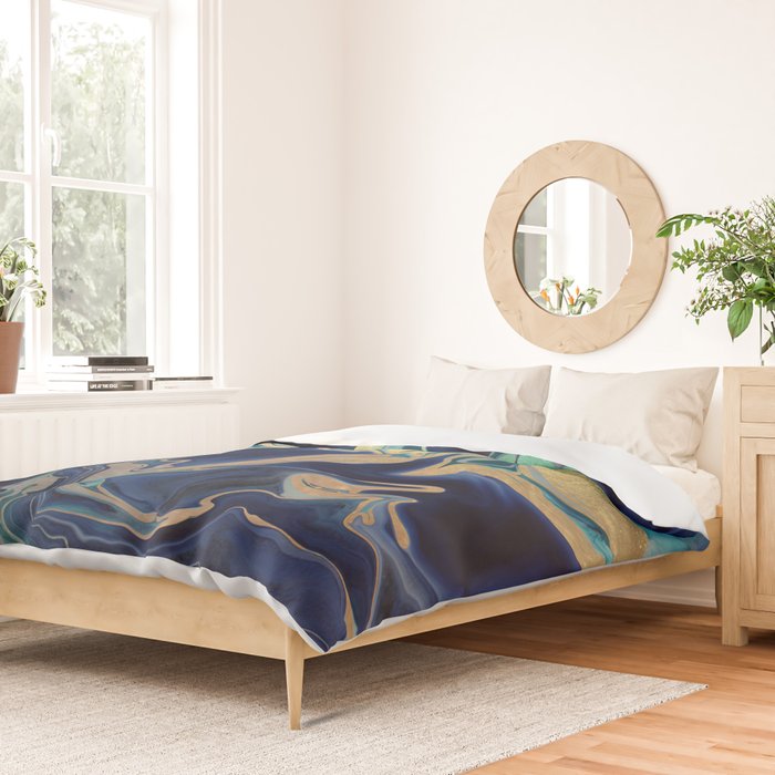 DRAMAQUEEN - GOLD INDIGO MARBLE Duvet Cover Gallery Image 2