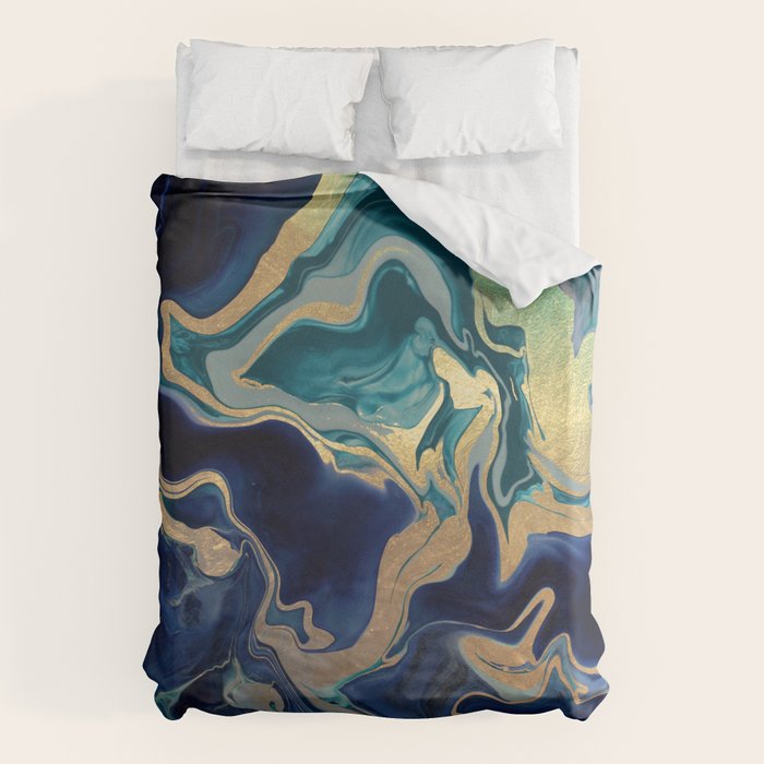 DRAMAQUEEN - GOLD INDIGO MARBLE Duvet Cover Gallery Image 6