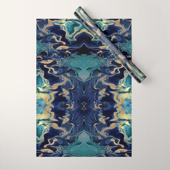 DRAMAQUEEN - GOLD INDIGO MARBLE Wrapping Paper Gallery Image 1